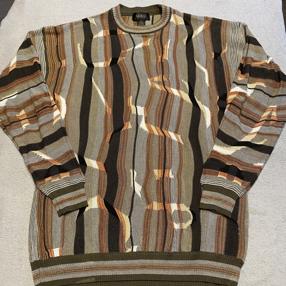 Vintage Miko Sweater Mens 2XL Textured Abstract Knit Wool Blend 90s Hip Hop Y2K - Picture 1 of 6